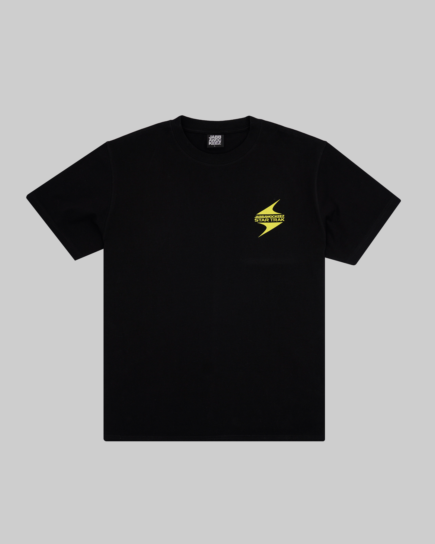 アパルトモン GOLDEN  BACK STAR Tシャツ Men's black T-shirt with contrasting white logo and star